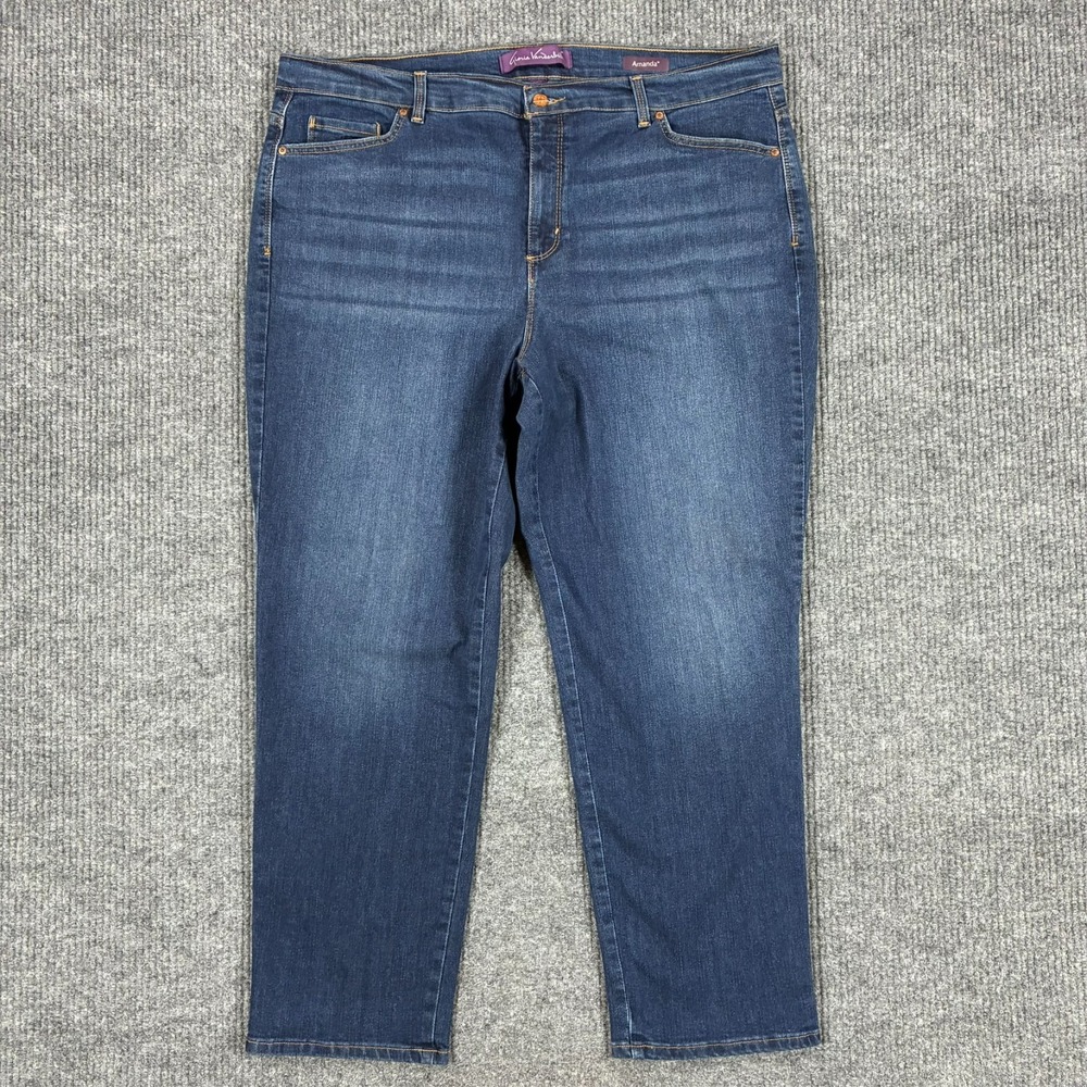 Gloria Vanderbilt Amanda Jeans Womens Plus Size 20W Blue Denim High Rise